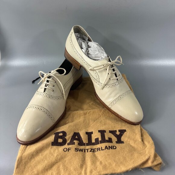 Authentic BALLY Made in Italy Beige Leather Oxford Dress Shoes, Size 8.5 B main image 13